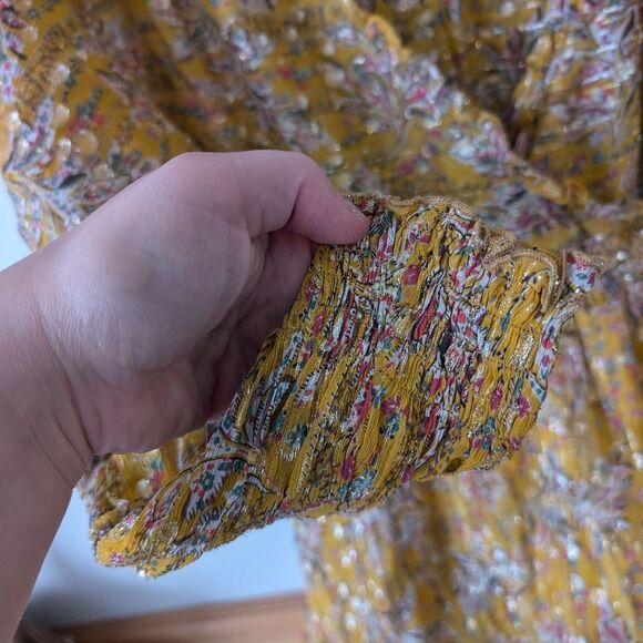 The Kooples Floral Print Ruffle Trimmed Silk Blend Crepe Dress Size 3 (6/8) - Picture 3 of 9